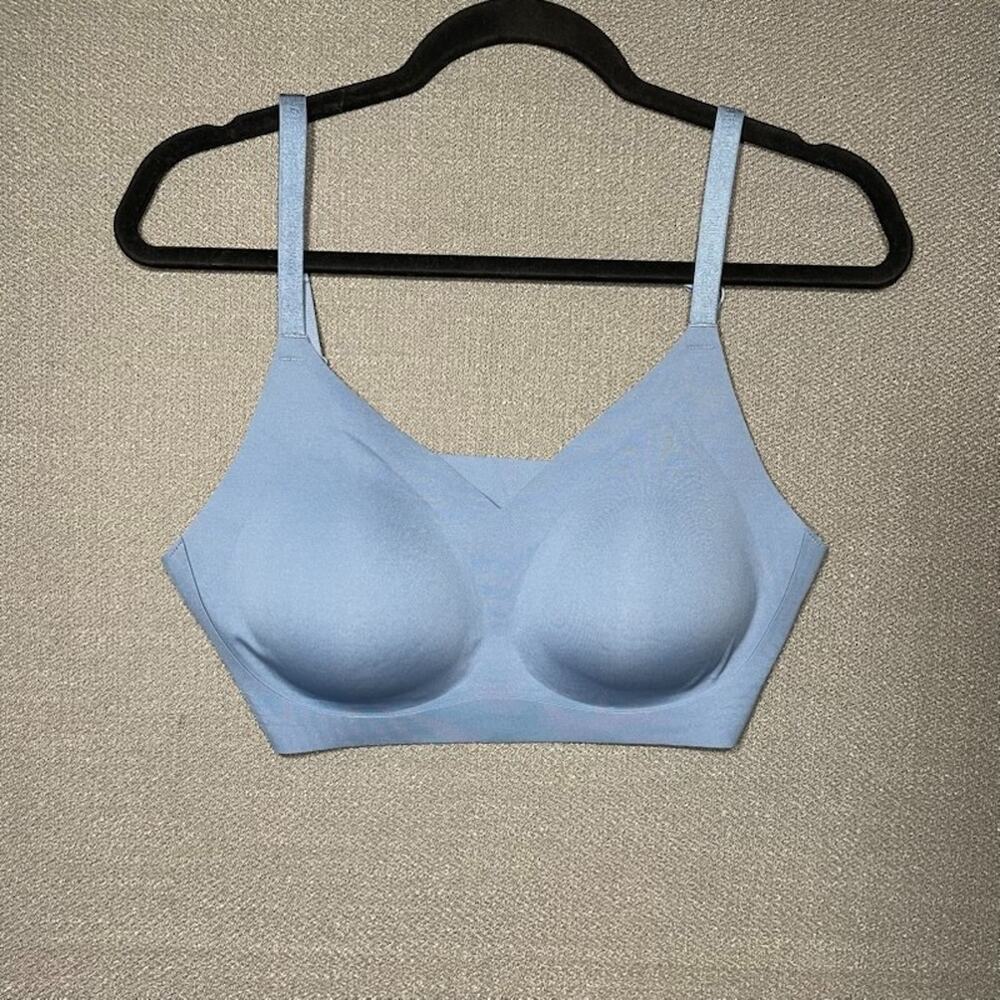 Luvlette Dream Curve 2nd Skin Seamless Plunge Wireless Bra XL Baby Blue